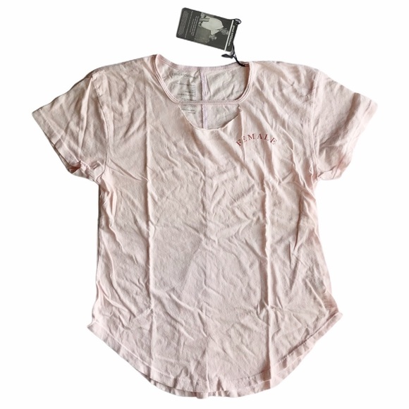 good hYOUman Female light pink relaxed fit cut-out distressed t-shirt - Picture 2 of 10